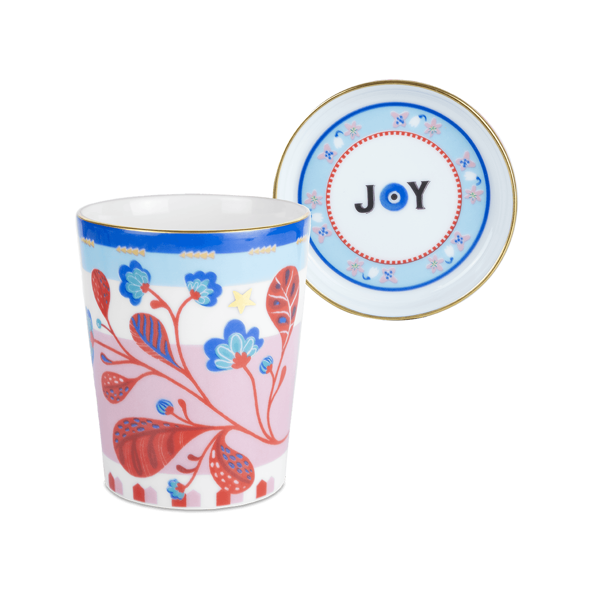 Porcelain Cup with Saucer/Lid - Leaves - Mamma Mia - Baci Milano