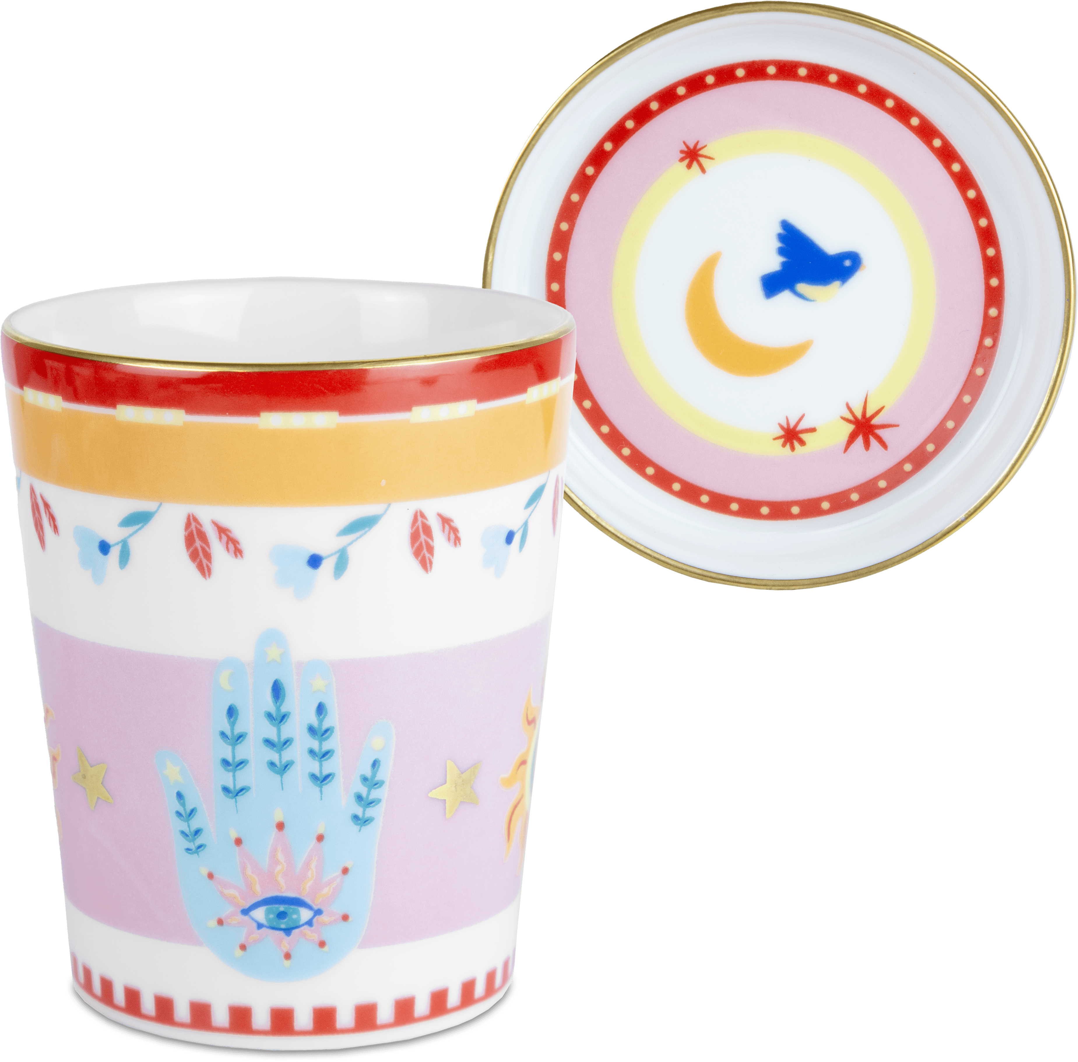 Porcelain Cup with Saucer/Lid - Hand - Mamma Mia - Baci Milano