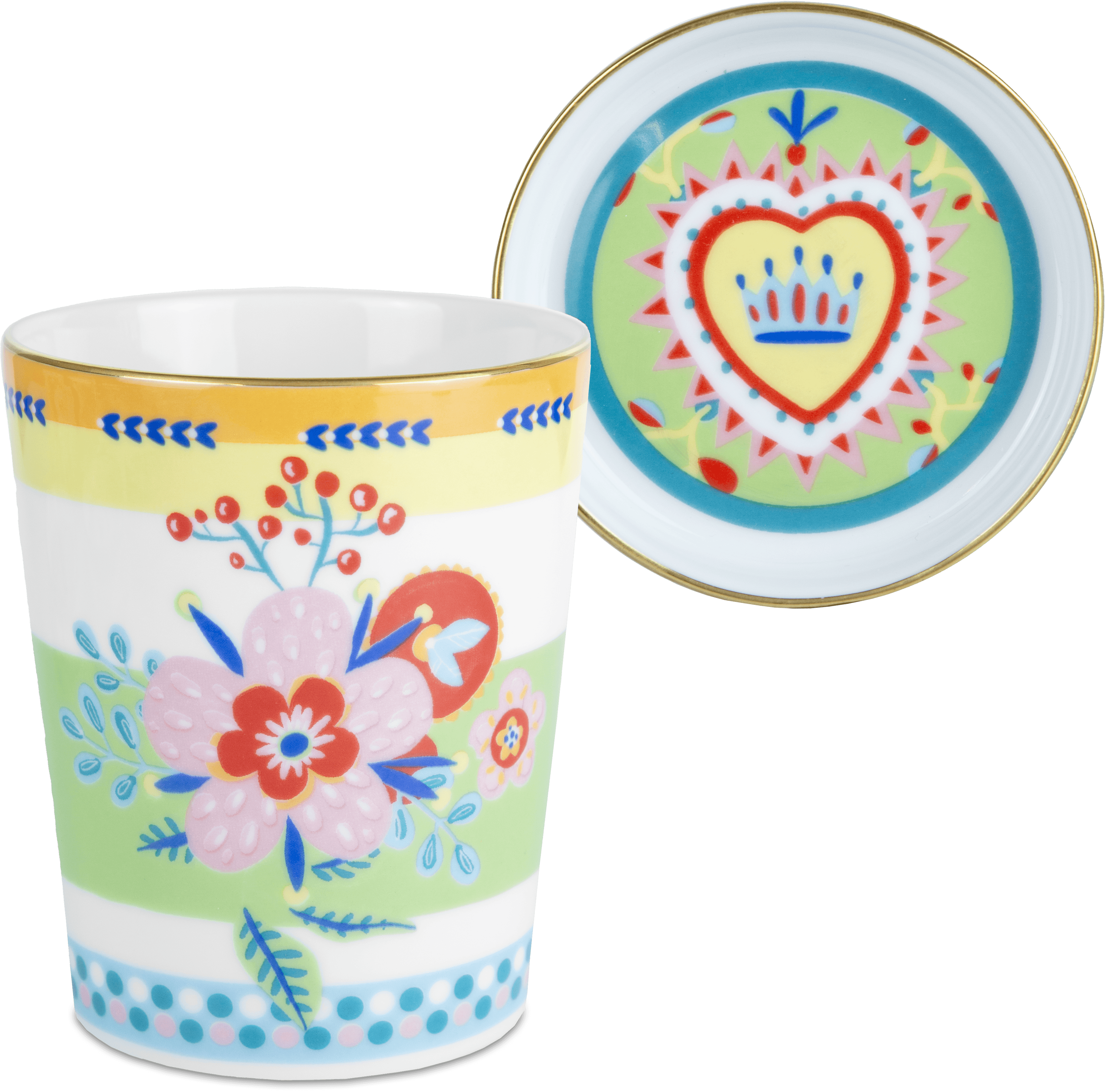 Porcelain Cup with Saucer/Lid - Flower - Mamma Mia - Baci Milano