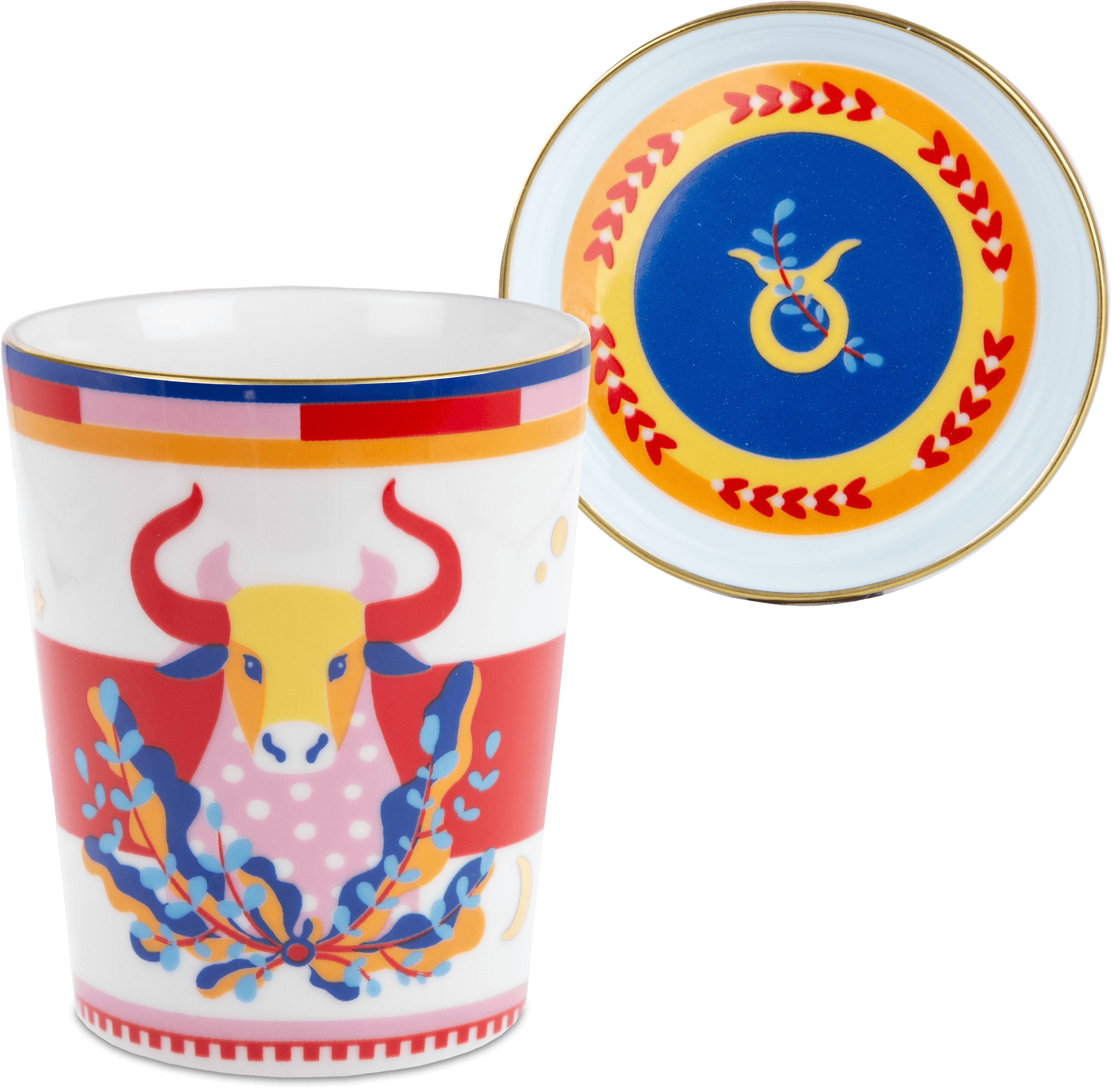 Cup with Lid/Saucer - Taurus - Zodiac Vibe - Baci Milano