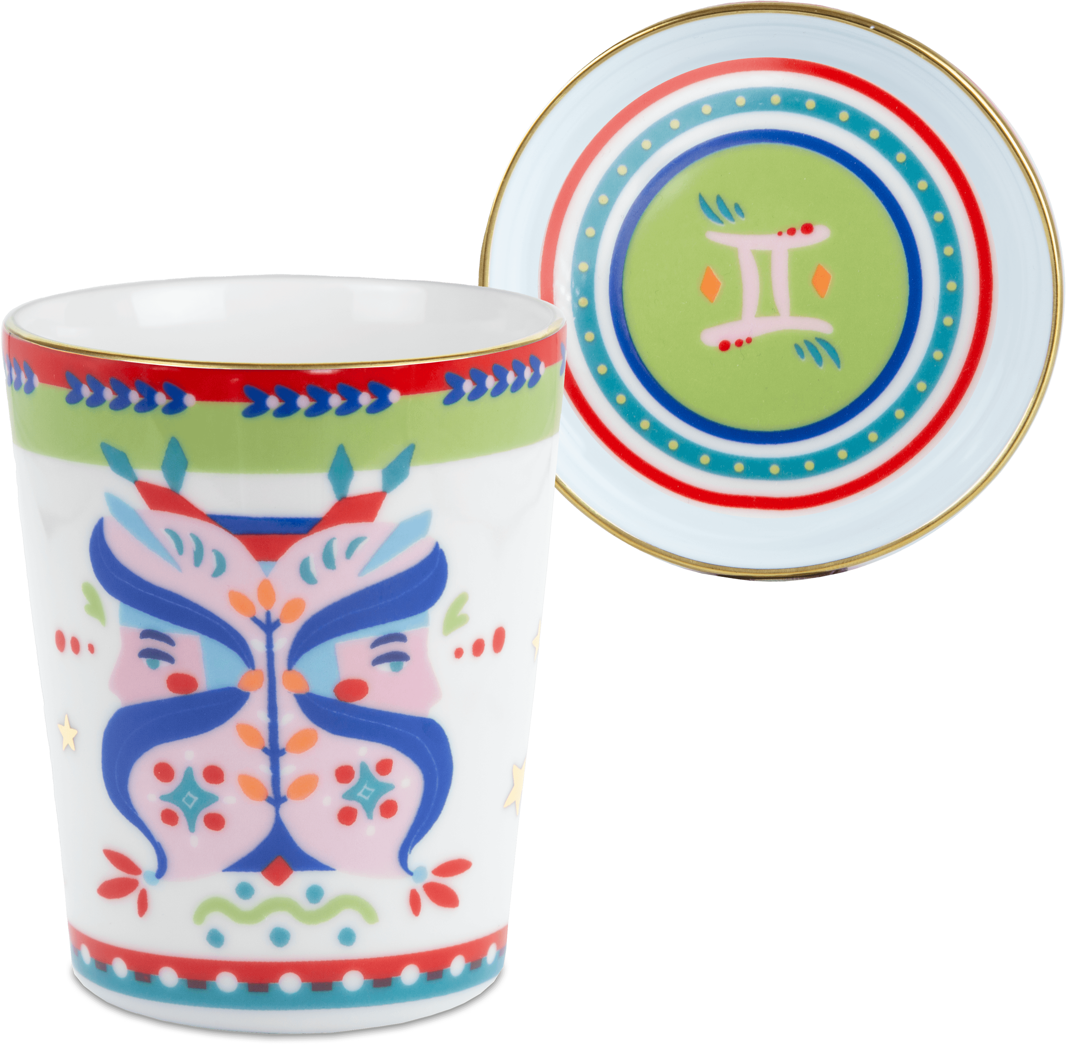 Cup with Lid/Saucer - Gemini - Zodiac Vibe - Baci Milano