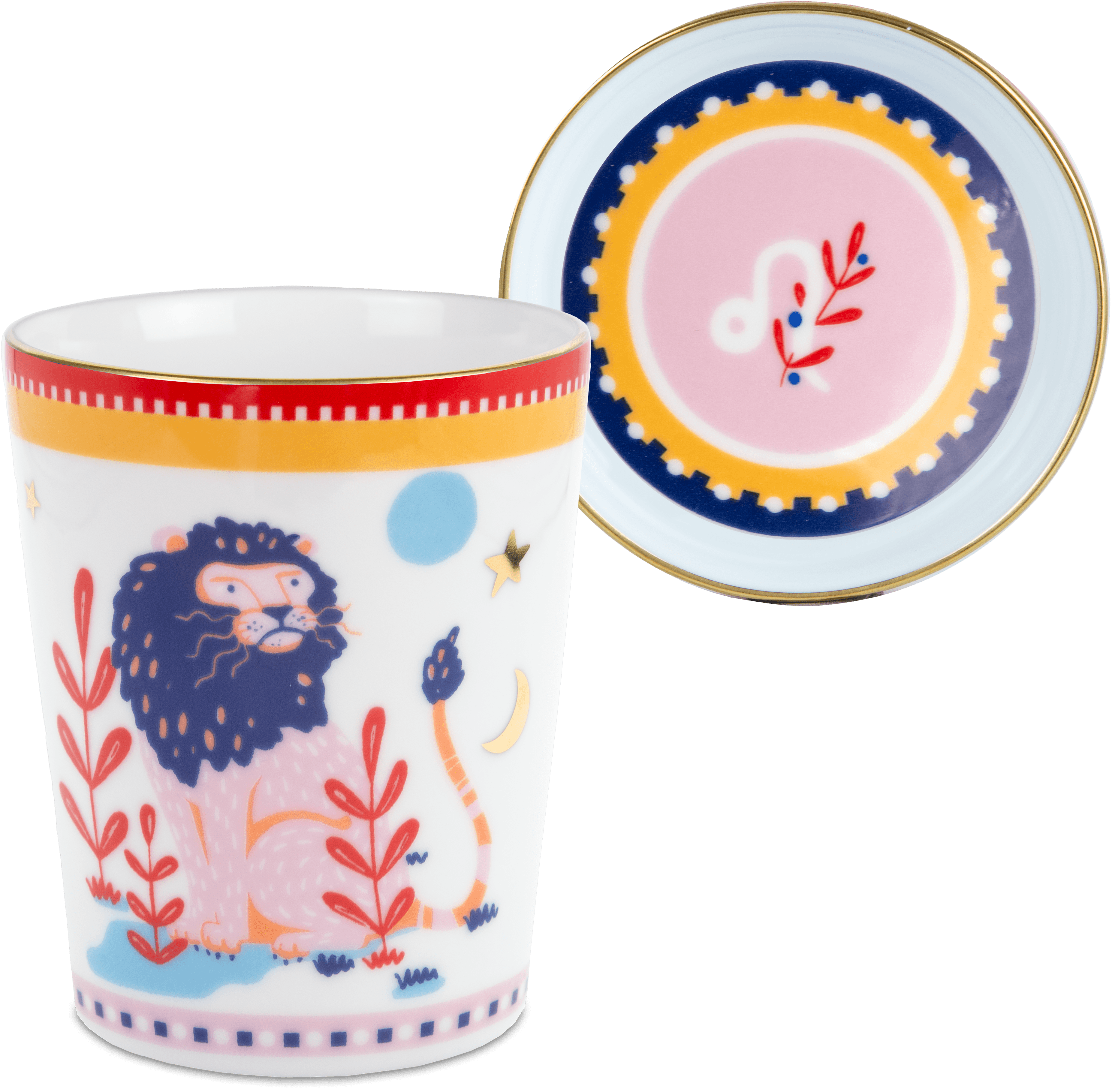 Cup with Lid/Saucer - Leo - Zodiac Vibe - Baci Milano