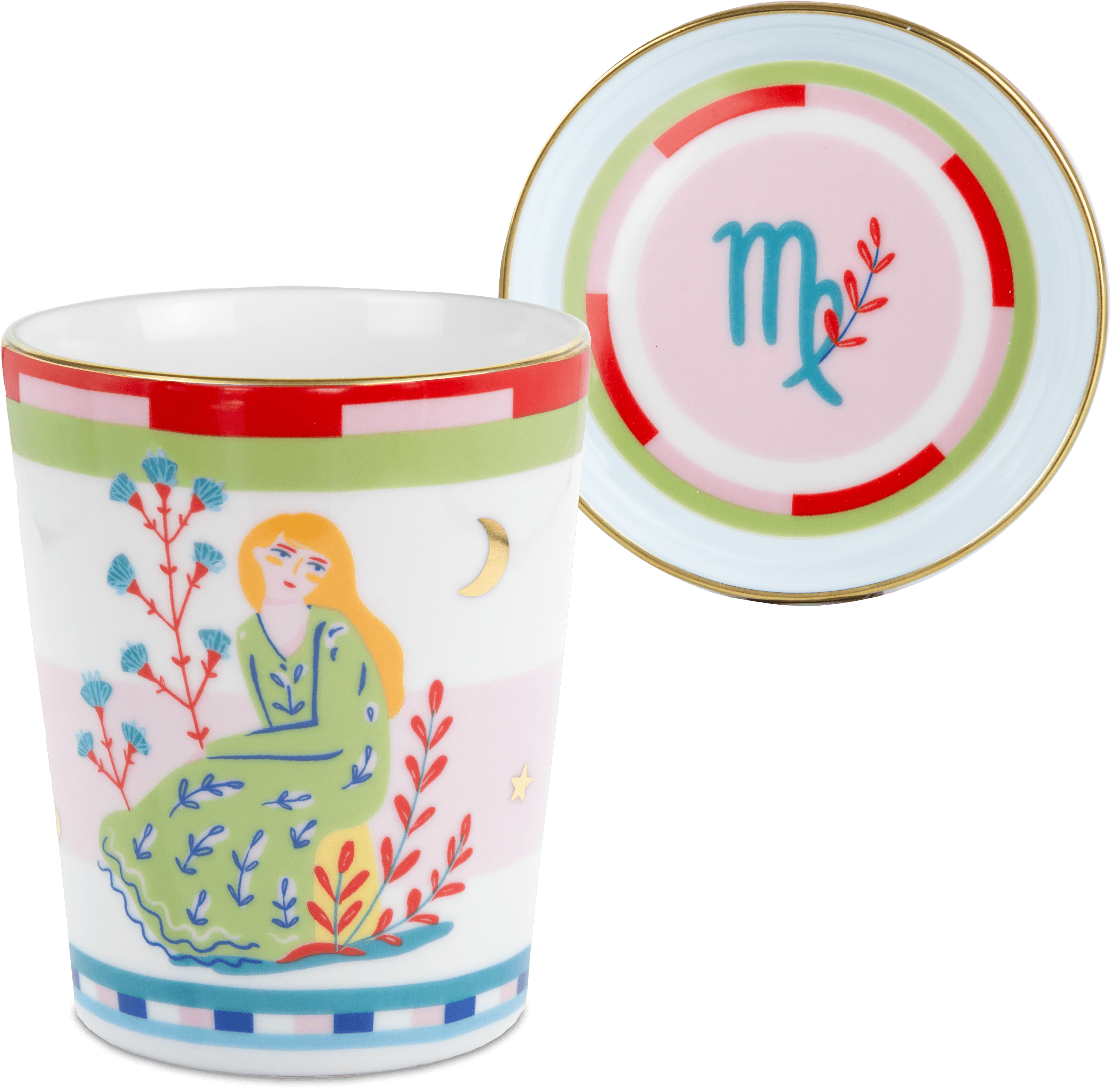 Cup with Lid/Saucer - Virgo - Zodiac Vibe - Baci Milano