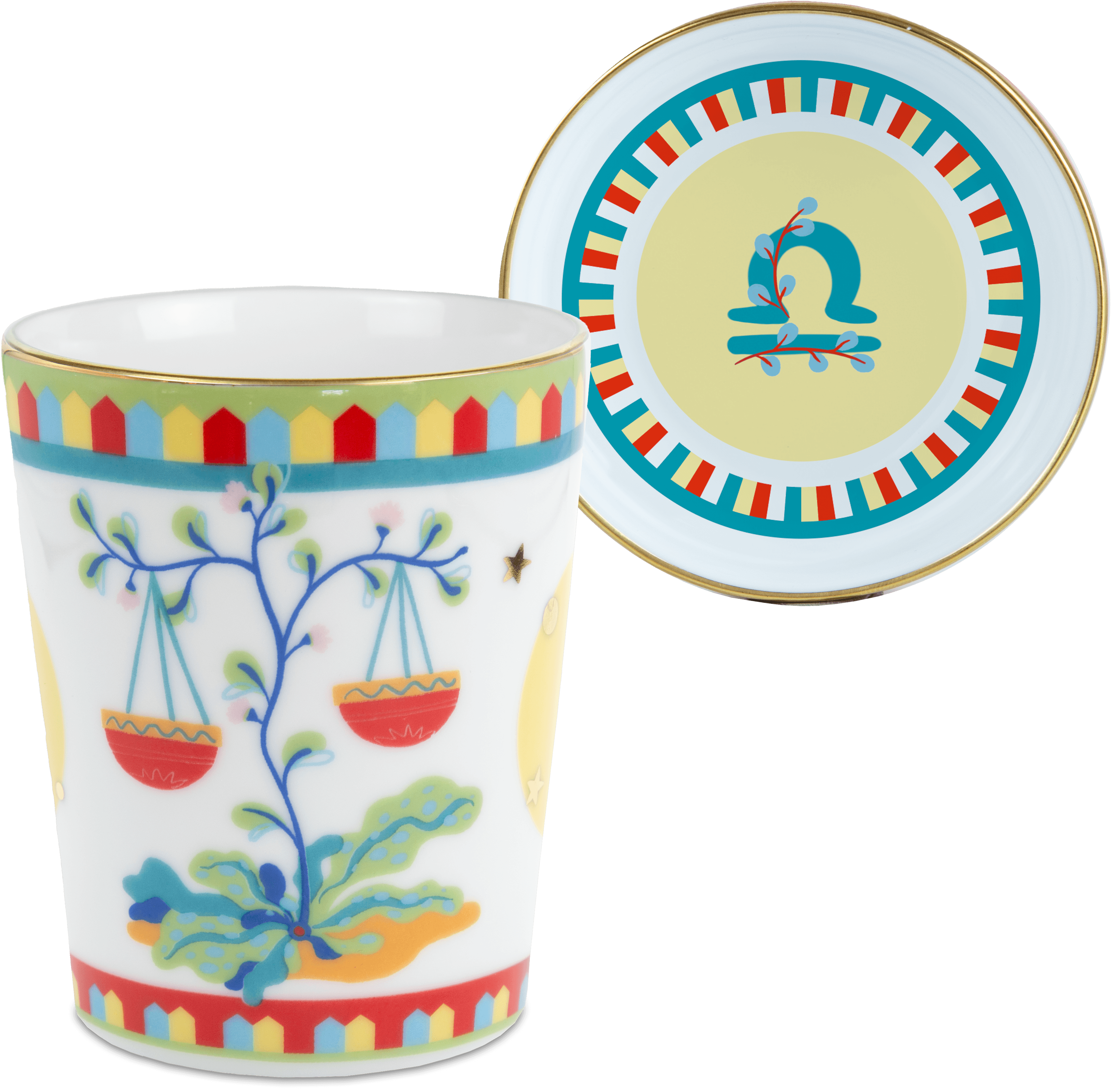 Cup with Lid/Saucer - Libra - Zodiac Vibe - Baci Milano