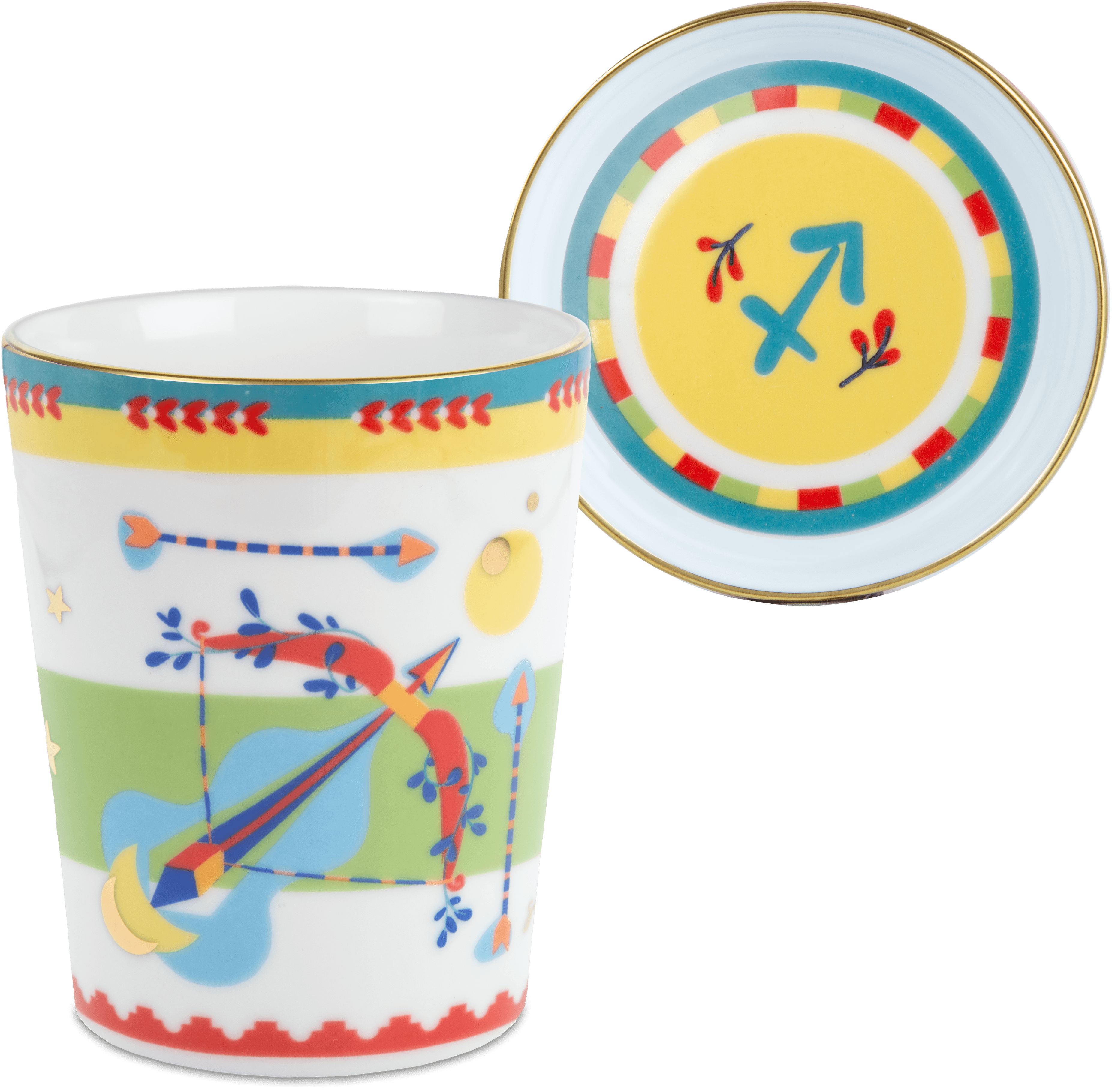 Cup with Lid/Saucer - Sagittarius - Zodiac Vibe - Baci Milano