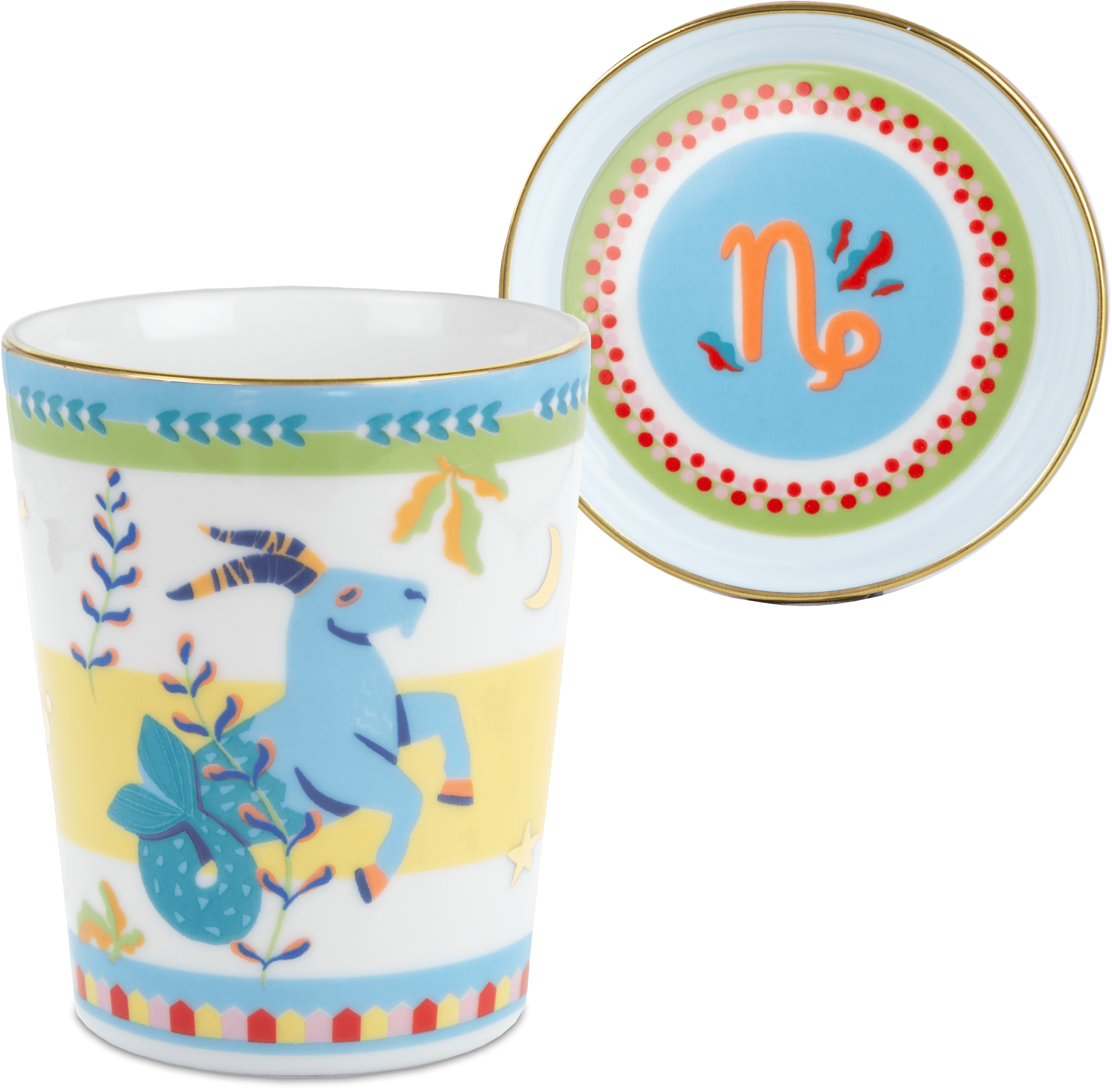 Cup with Lid/Saucer - Capricorn - Zodiac Vibe - Baci Milano
