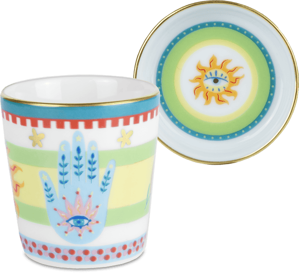 Porcelain Espresso Cup with Saucer/Lid - The Hand - Mamma Mia