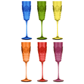 Set of 6 Acrylic Champagne Flutes Assorted Colors - Baroque & Rock Anniversary - Baci Milano