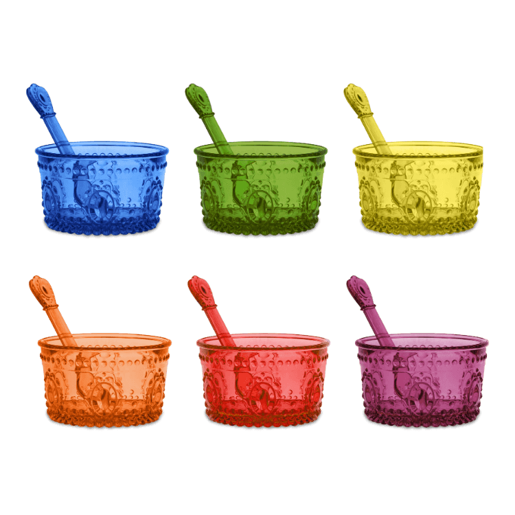 Set of 6 Acrylic Ice Cream Cups in Assorted Colors - Baroque & Rock Anniversary - Baci Milano