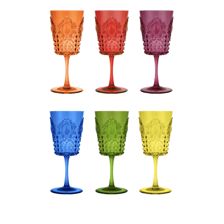 Set of 6 Acrylic Wine Glasses in Assorted Colors - Baroque & Rock Anniversary - Baci Milano