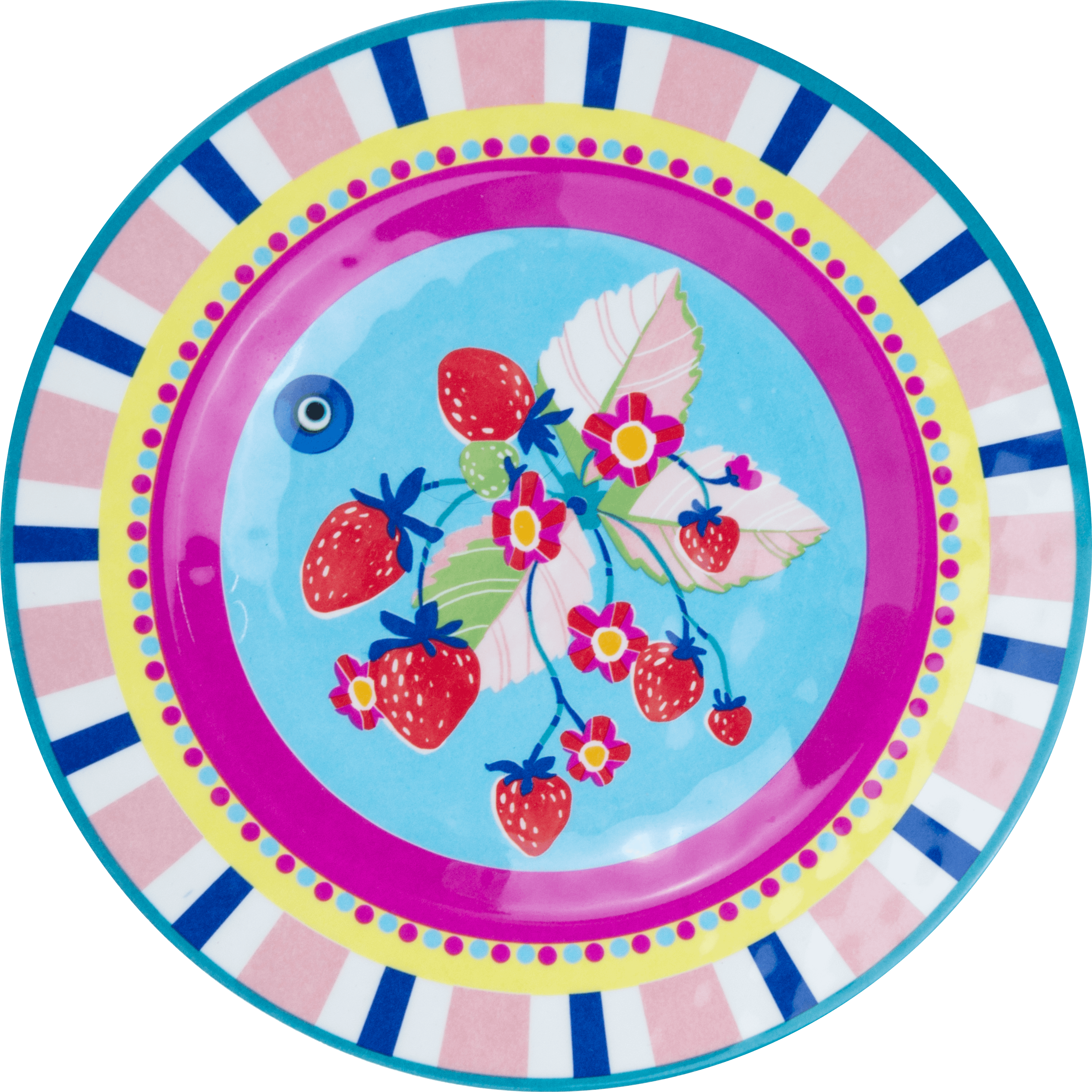 Set of 6 Melamine Dessert Plates - Strawberries - Mamma Mia - Baci Milano