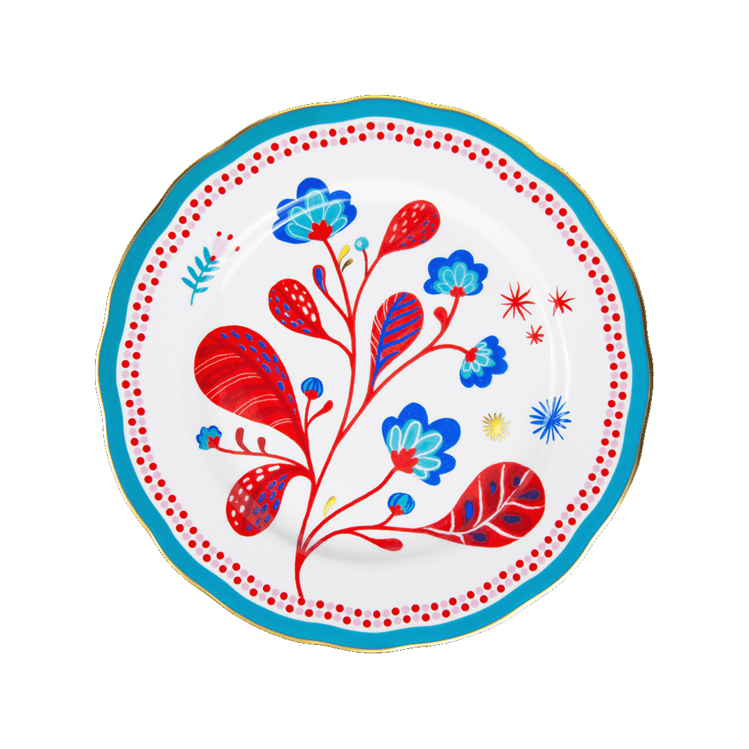 Porcelain Dinner Plate - Leaves - Mamma Mia - Baci Milano