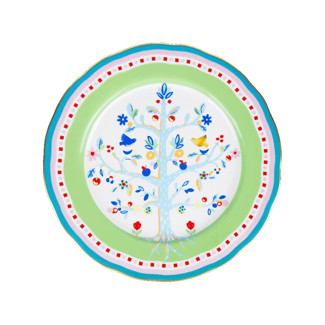 Porcelain Dinner Plate - Tree of Life - Mamma Mia - Baci Milano