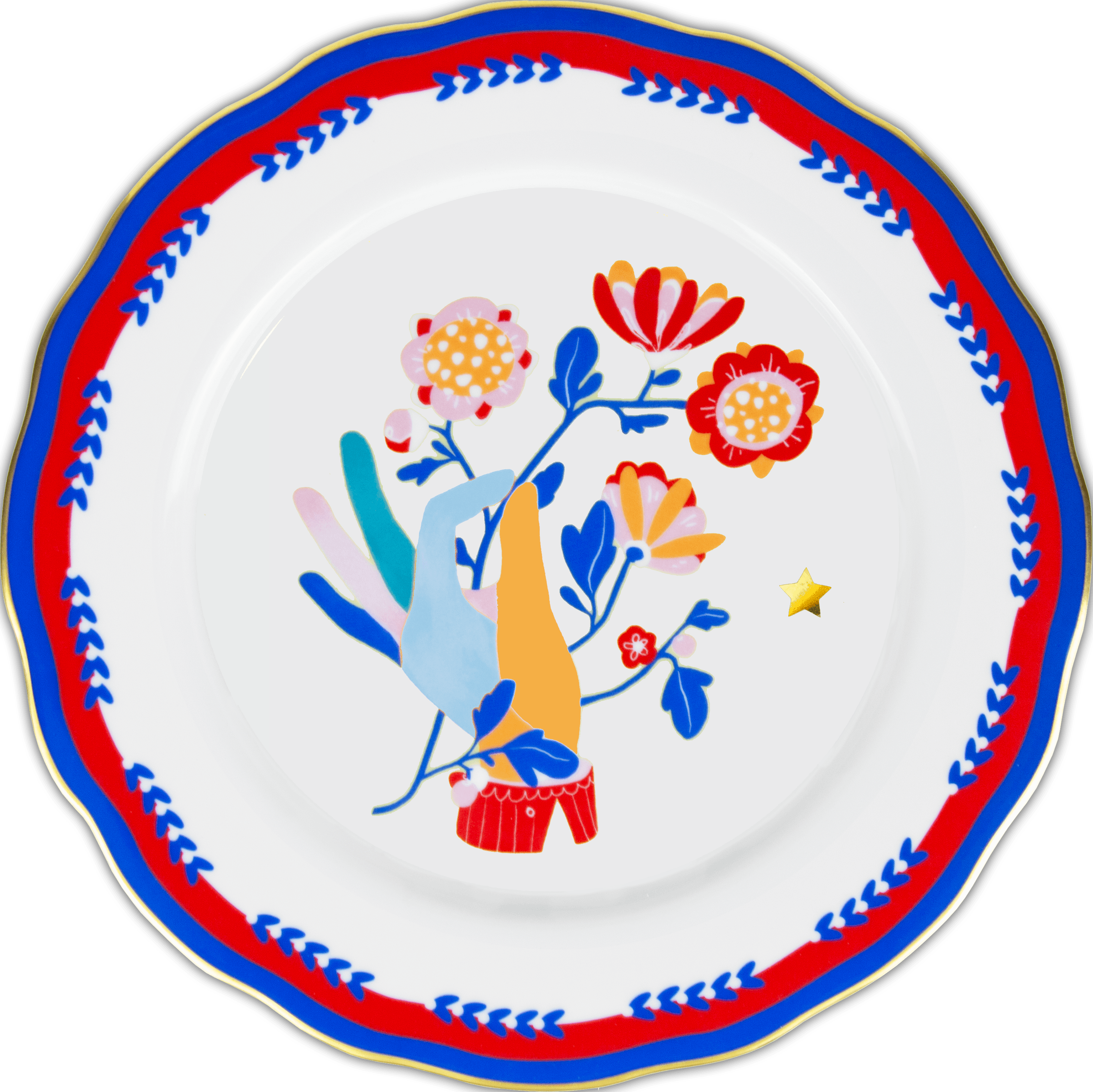 Porcelain Dinner Plate - Hand - Mamma Mia - Baci Milano