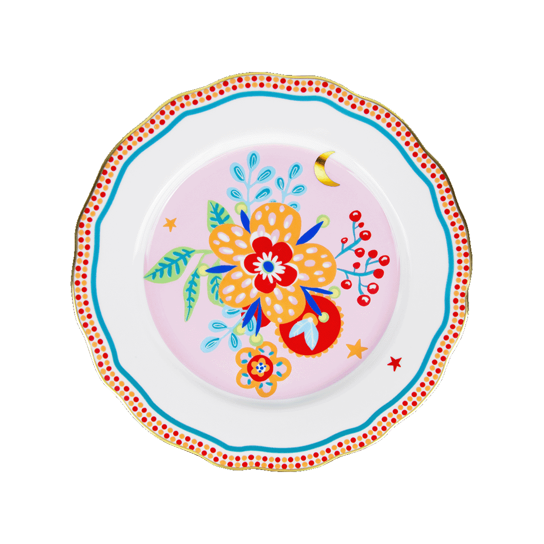Porcelain Dinner Plate - Flower - Mamma Mia - Baci Milano