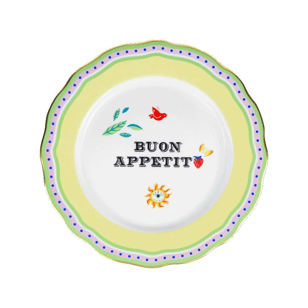 Porcelain Dinner Plate - Buon Appetito - Mamma Mia - Baci Milano