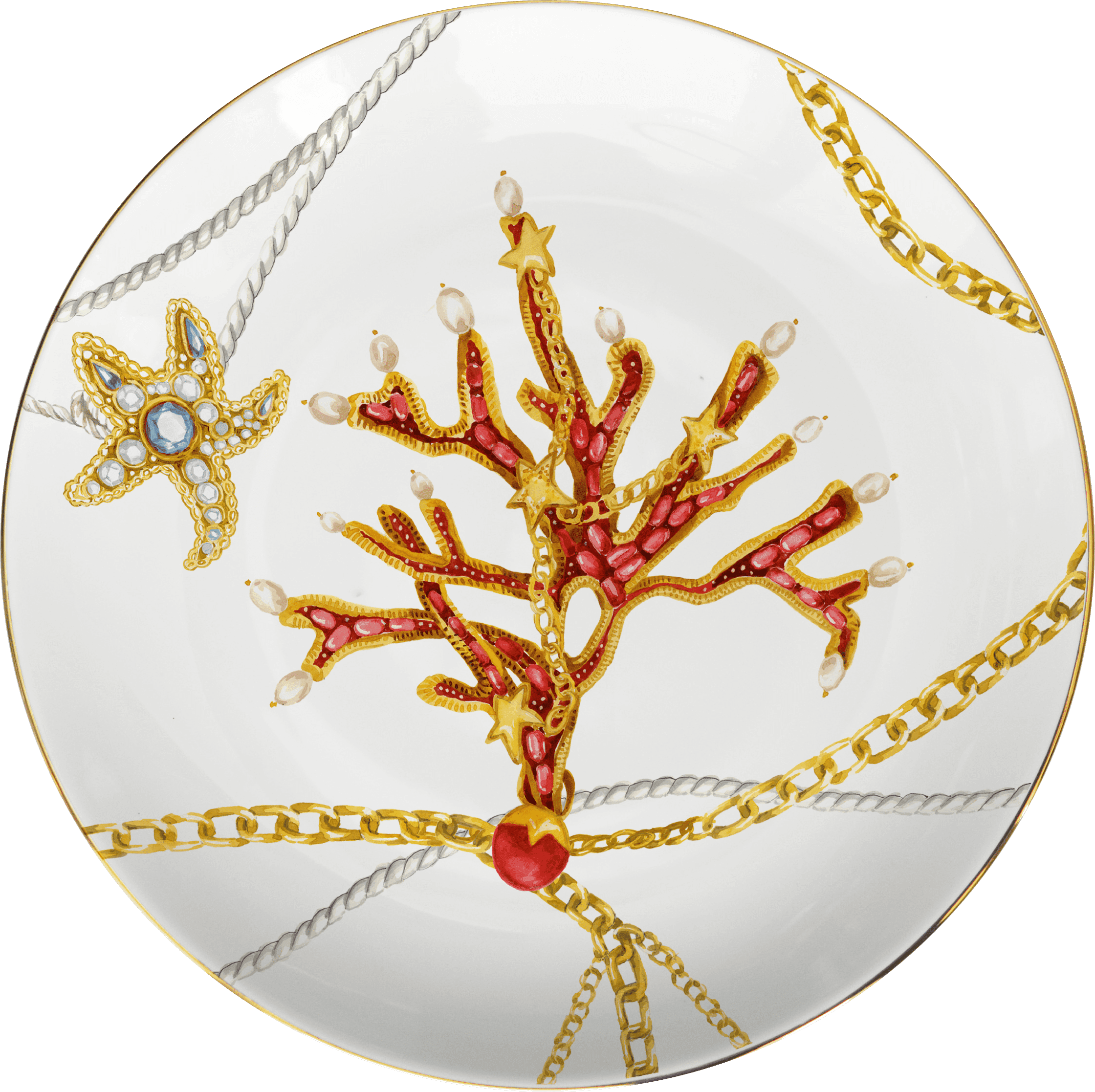 Set of 6 Porcelain Dinner Plates - Portofino - Baci Milano