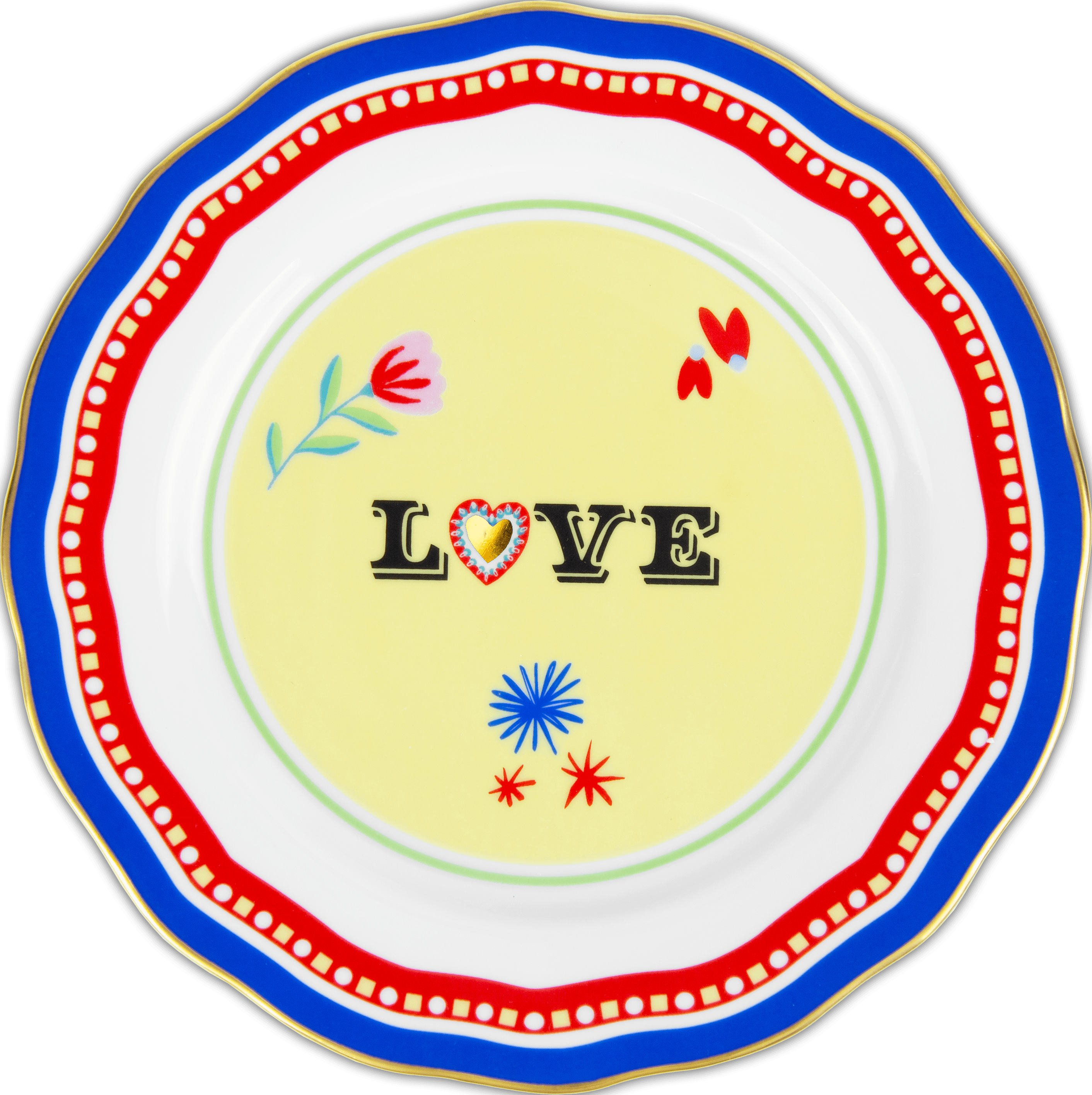 Porcelain Dessert Plate - Love - Mamma Mia - Baci Milano