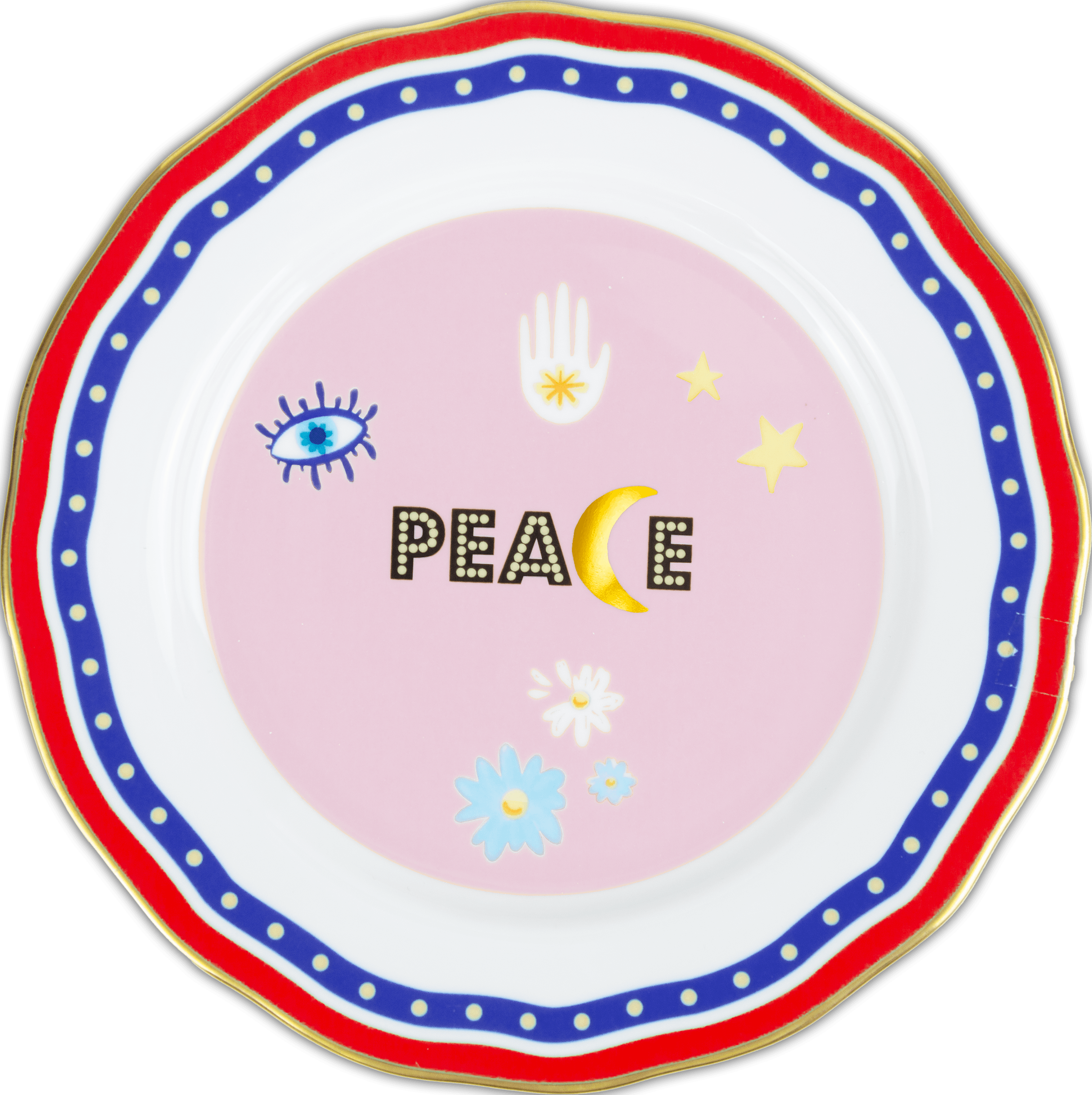 Porcelain Dessert Plate - Peace - Mamma Mia - Baci Milano