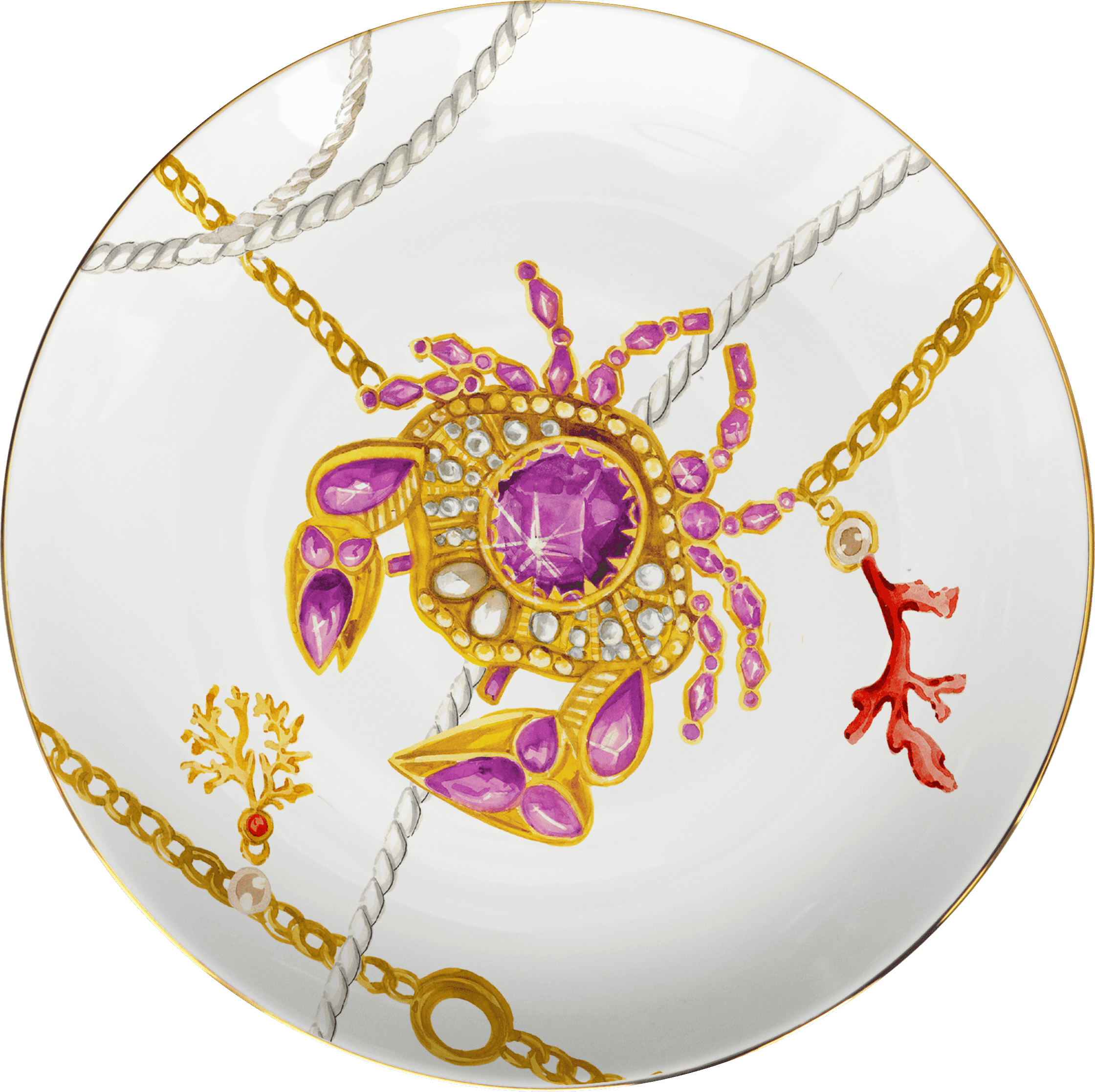 Set of 6 Porcelain Dessert Plates - Portofino - Baci Milano