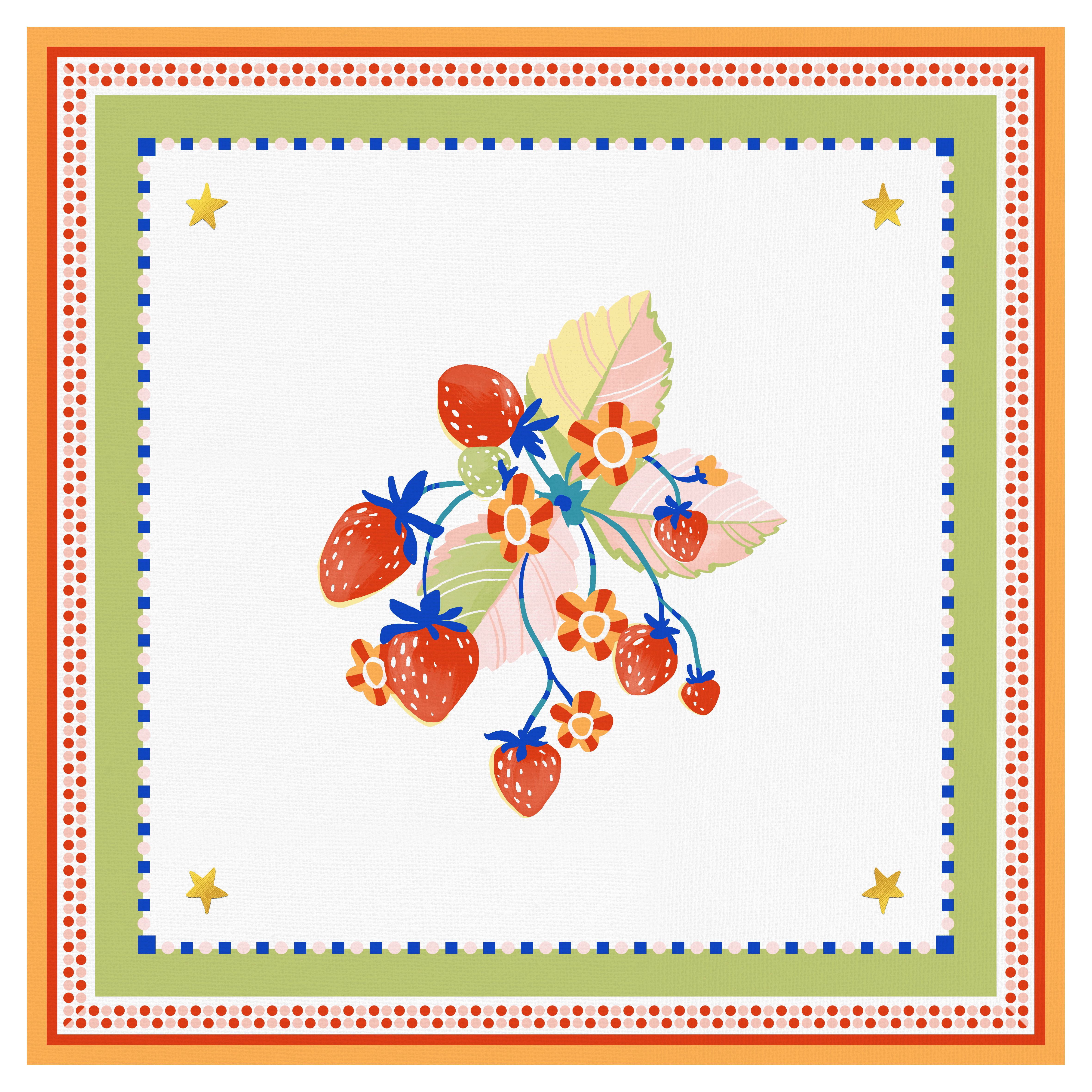 Square Stain-Resistant Placemat - Strawberries - Mamma Mia - Baci Milano