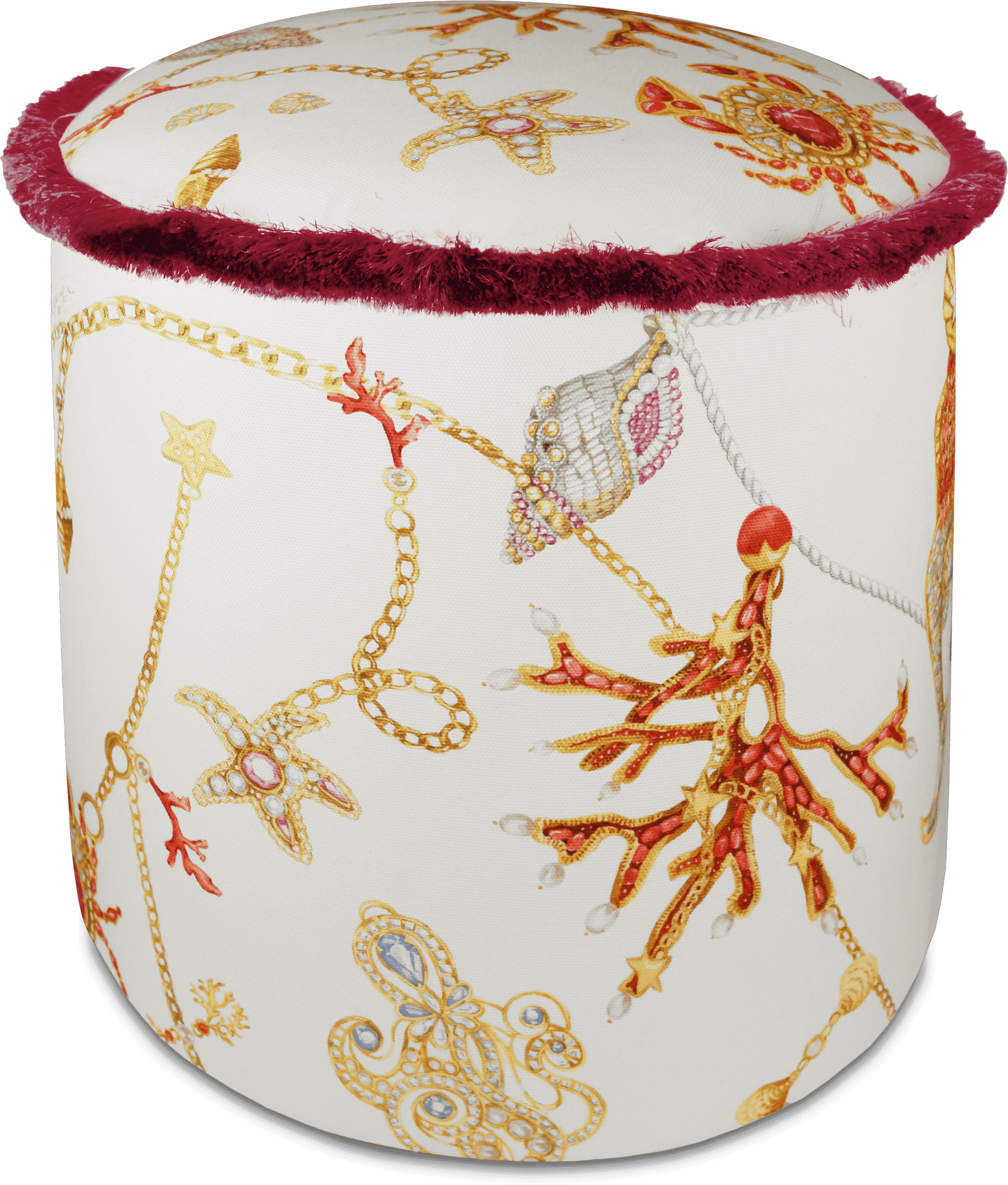 Round Pouf in Red- Portofino - Baci Milano