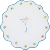 Round Embroidered Placemat with Blue Rim - Mamma Mia - Baci Milano