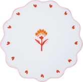 Round Embroidered Placemat with Pink Rim - Mamma Mia - Baci Milano