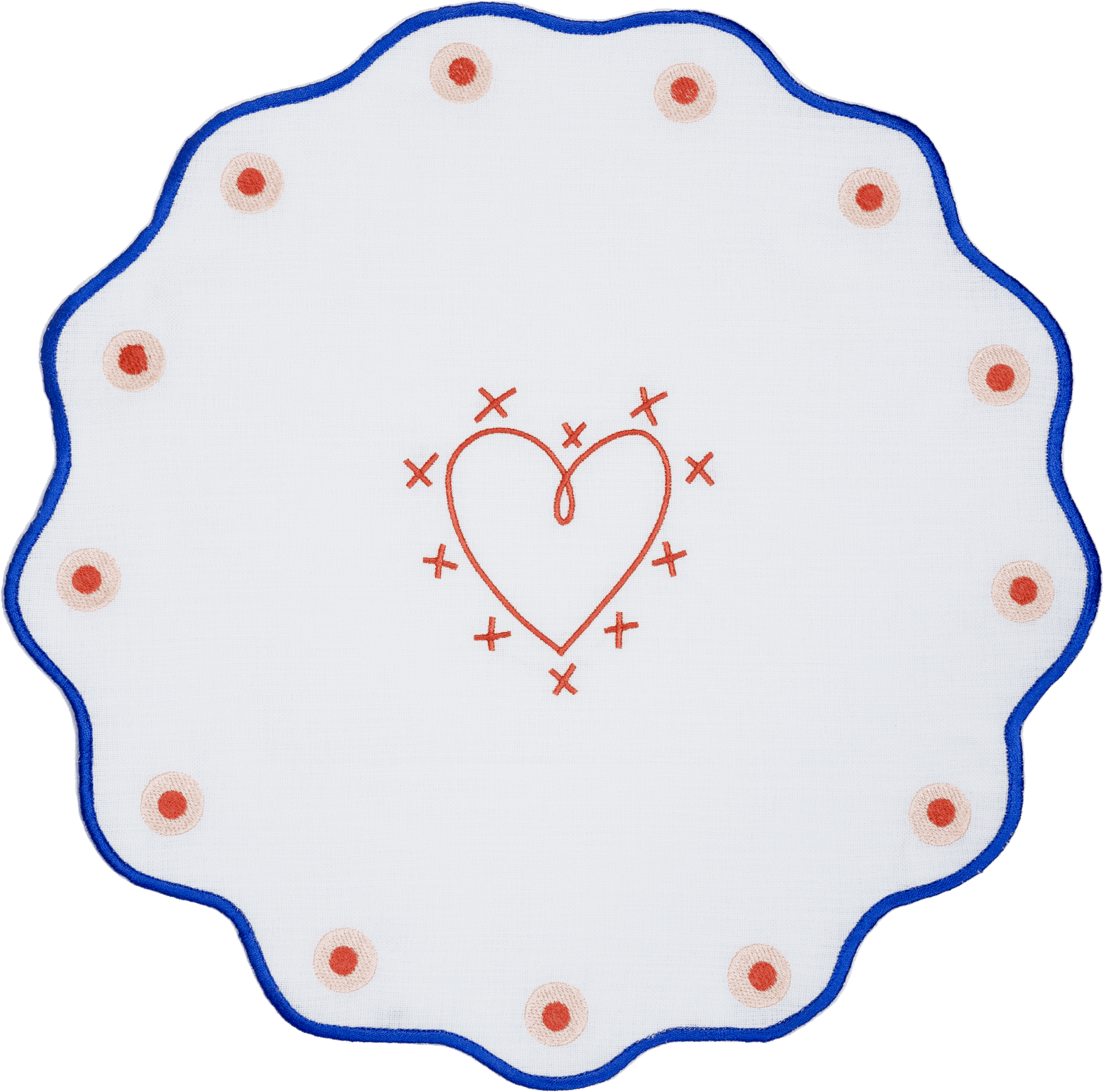 Round Embroidered Placemat - Heart - Mamma Mia - Baci Milano