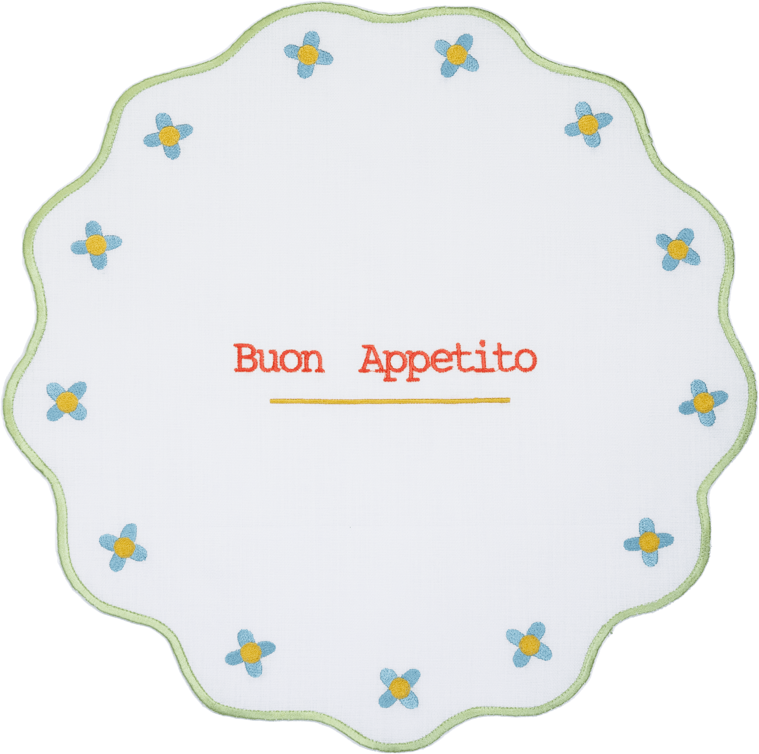 Round Embroidered Placemat - Buon Appetito - Mamma Mia - Baci Milano