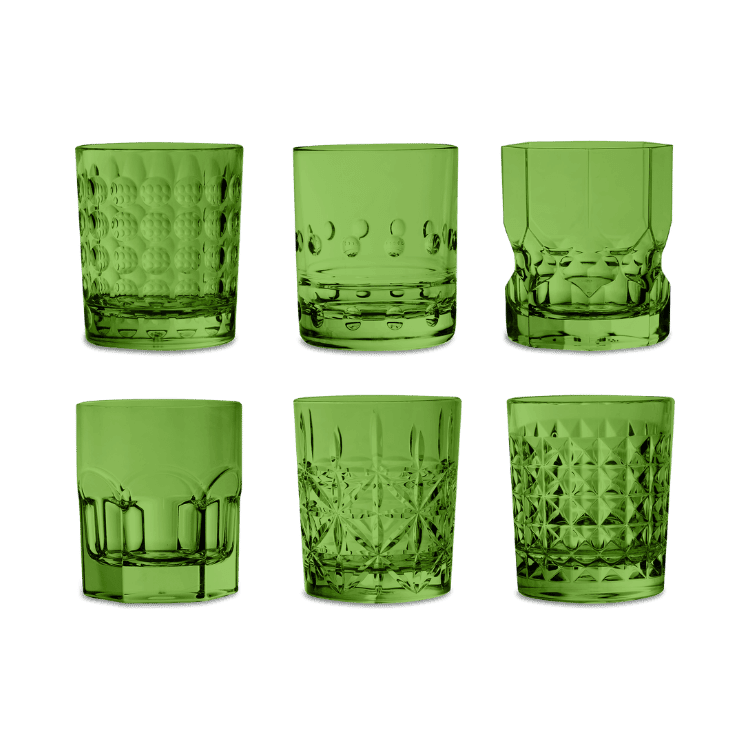 Set of 6 Green Acrylic Water Glasses - Crystal Touch - Baci Milano