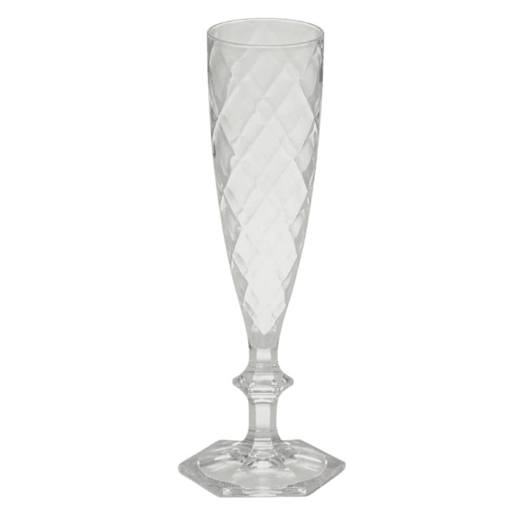 Set of 6 Italian clear acrylic champagne flutes — Baci Milano Cheers