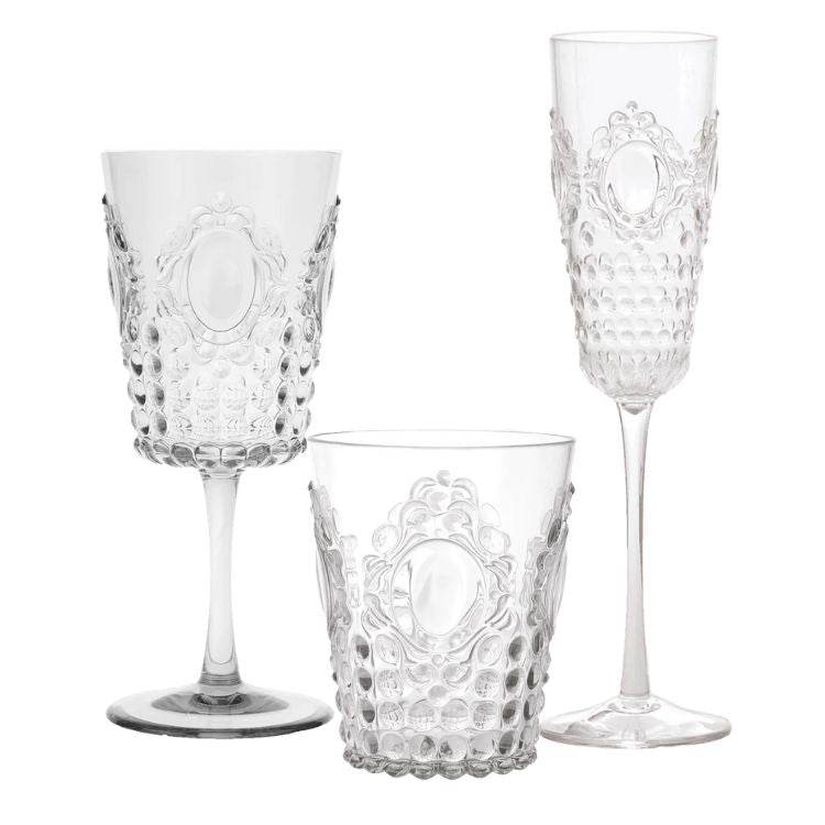 Italian acrylic outdoor glassware set — Baci Milano Baroque & Rock