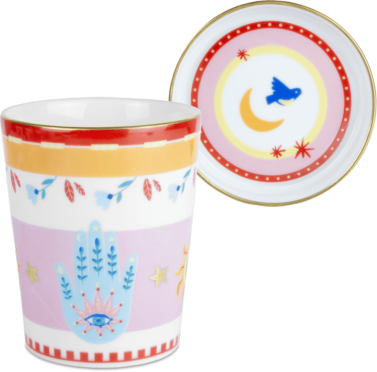 Porcelain Cup with SaucerLid - Hand - Mamma Mia