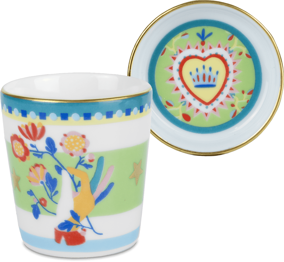 Porcelain Espresso Cup with SaucerLid - Flower - Mamma Mia