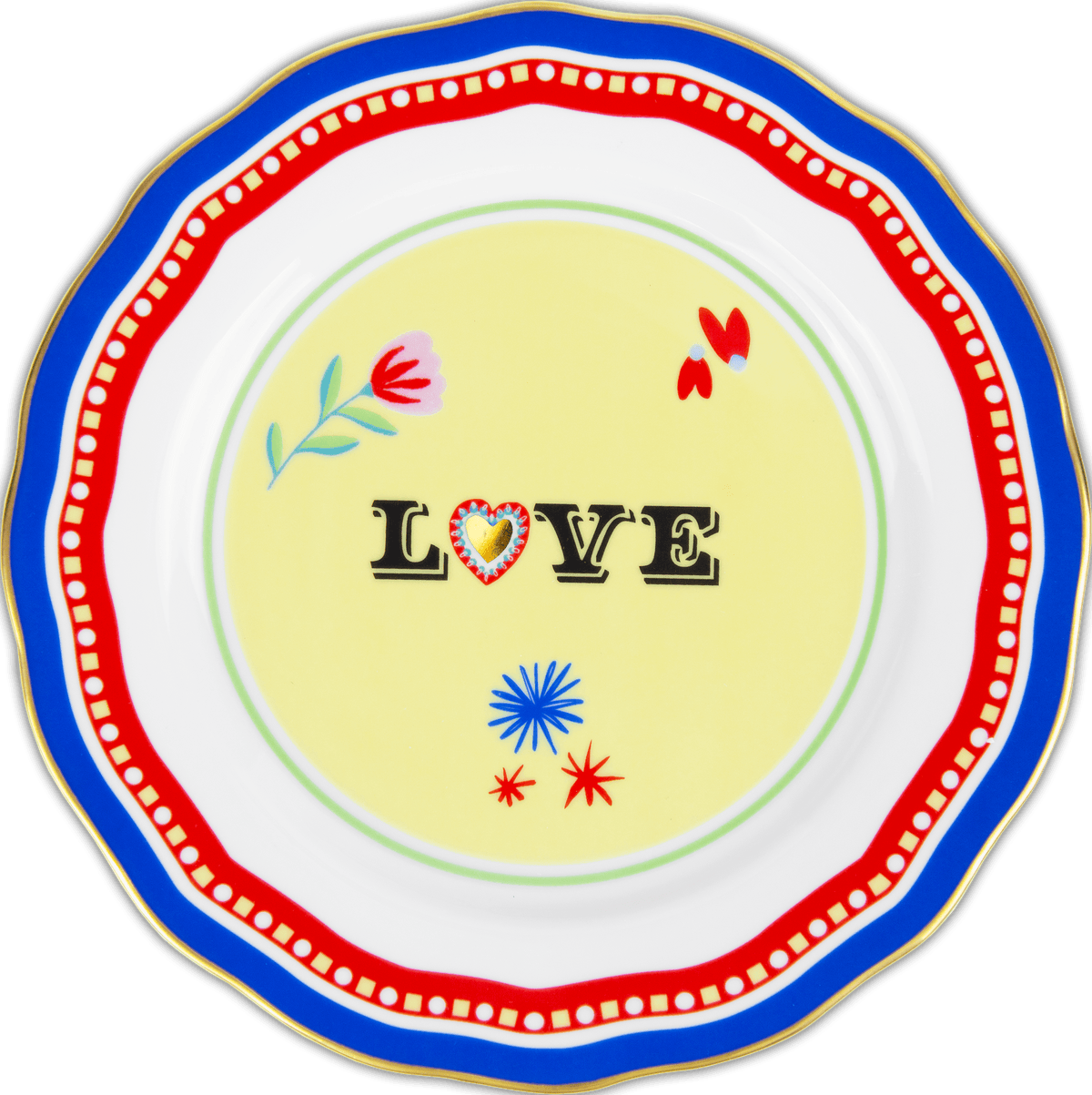 Italian porcelain dessert plate with Love motif — Baci Milano Mamma Mia