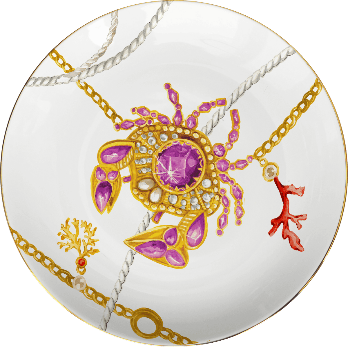 Set of 6 Porcelain Dessert Plates - Portofino