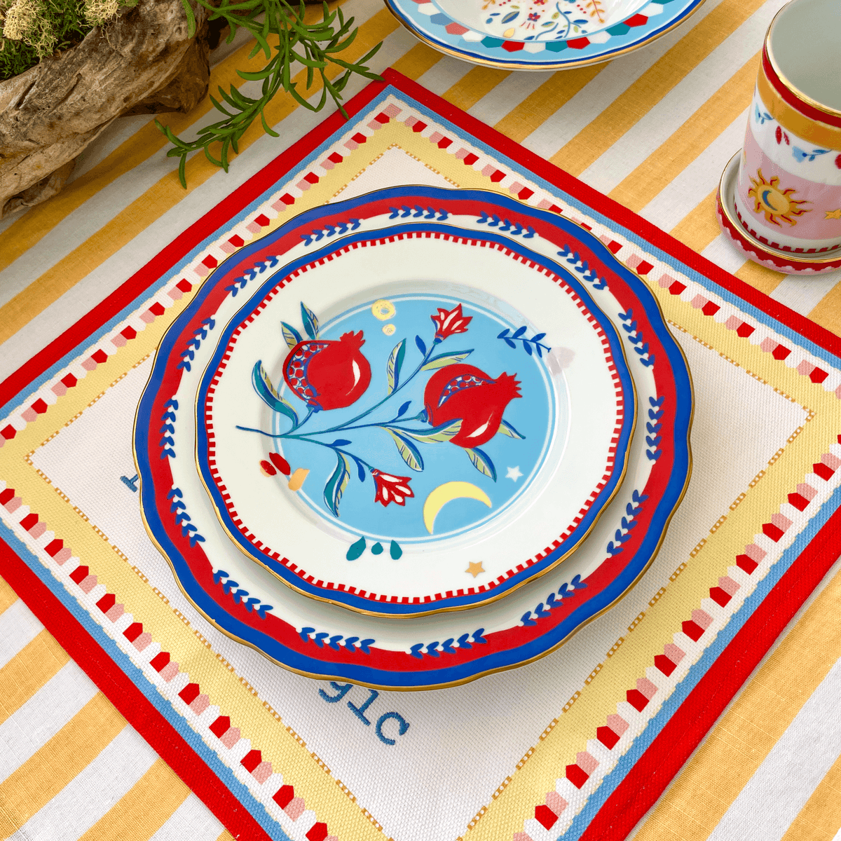 Italian porcelain pomegranate centerpiece bowl — Baci Milano Mamma Mia collection