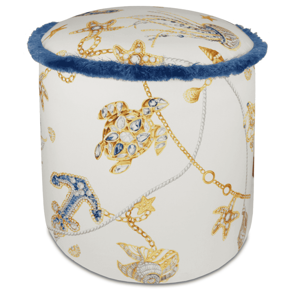 Round Pouf in Blue - Portofino