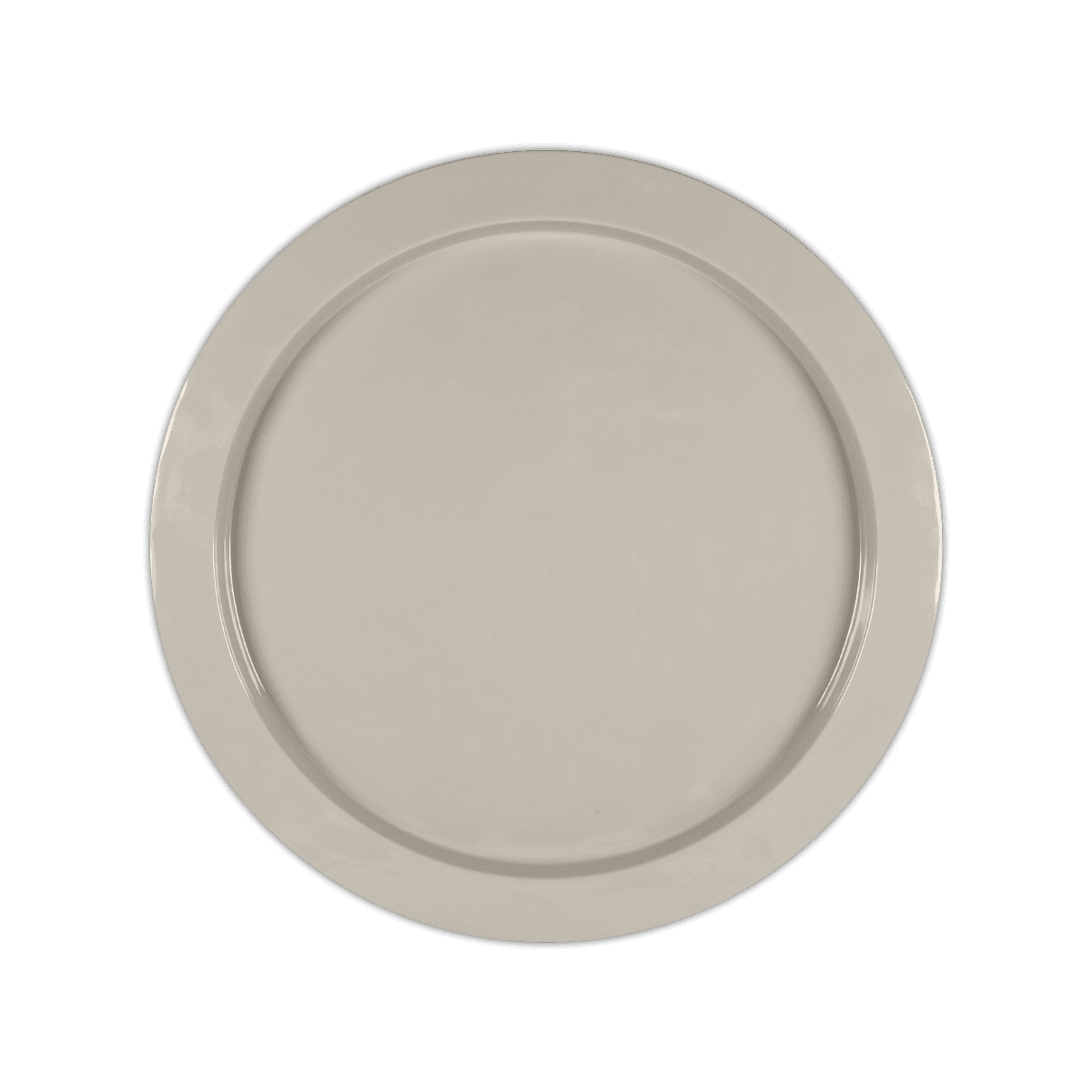 Round taupe Italian melamine serving tray — Baci Milano Joke