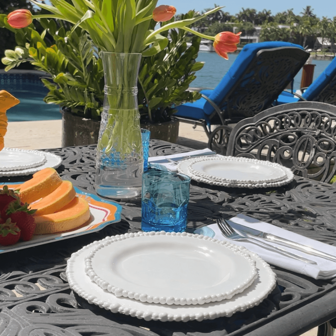 Set of 6 Melamine Dinner Plates - White - Joke - Baci Milano