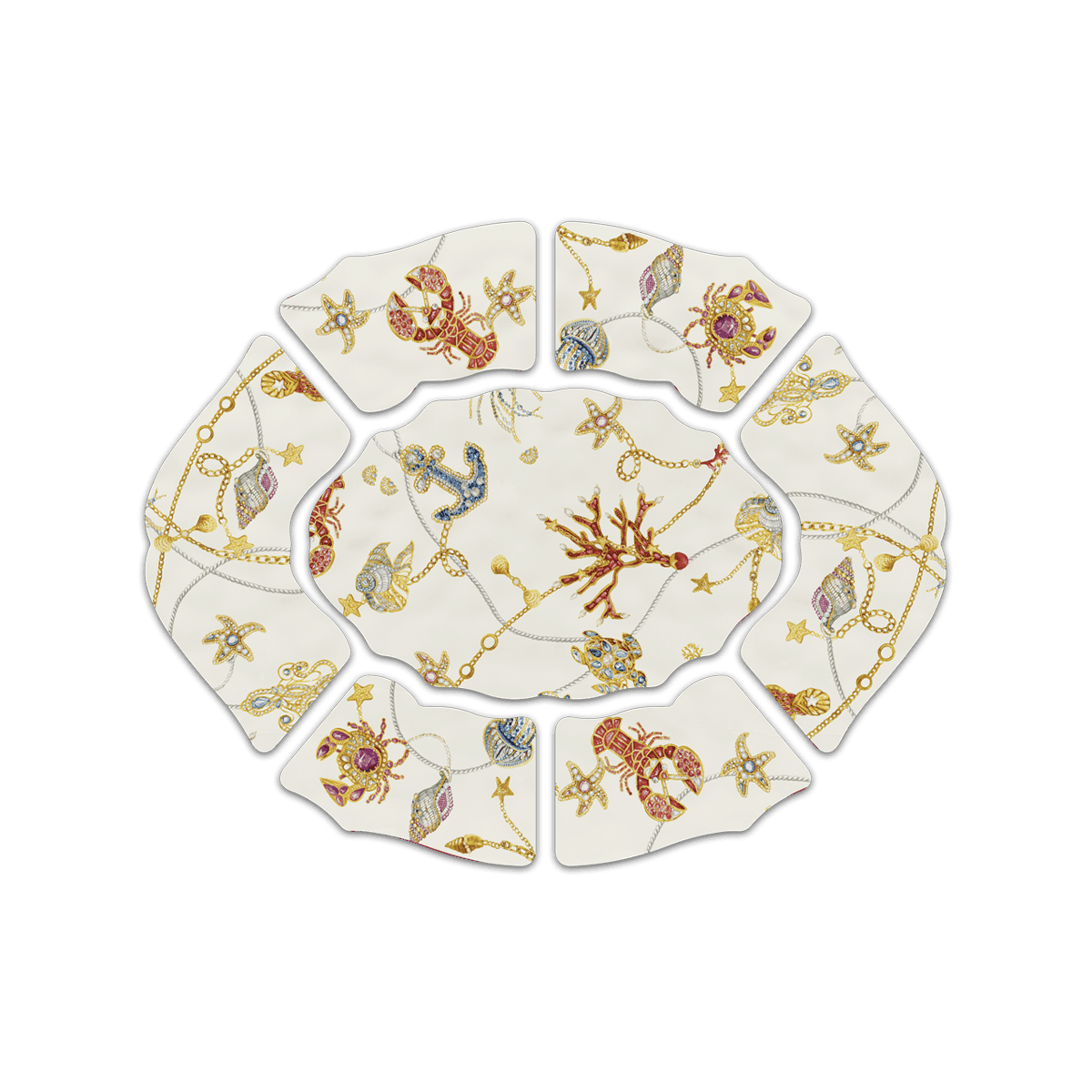 Set of 7 Appetizer Plates - Portofino - Baci Milano