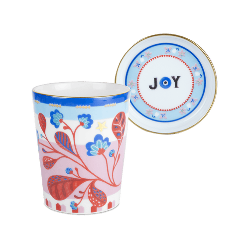 Porcelain Cup with Saucer/Lid - Leaves - Mamma Mia - Baci Milano