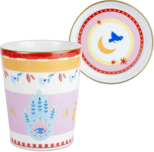 Porcelain Cup with Saucer/Lid - Hand - Mamma Mia - Baci Milano