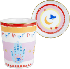 Porcelain Cup with Saucer/Lid - Hand - Mamma Mia - Baci Milano