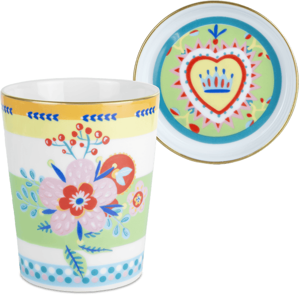 Porcelain Cup with Saucer/Lid - Flower - Mamma Mia