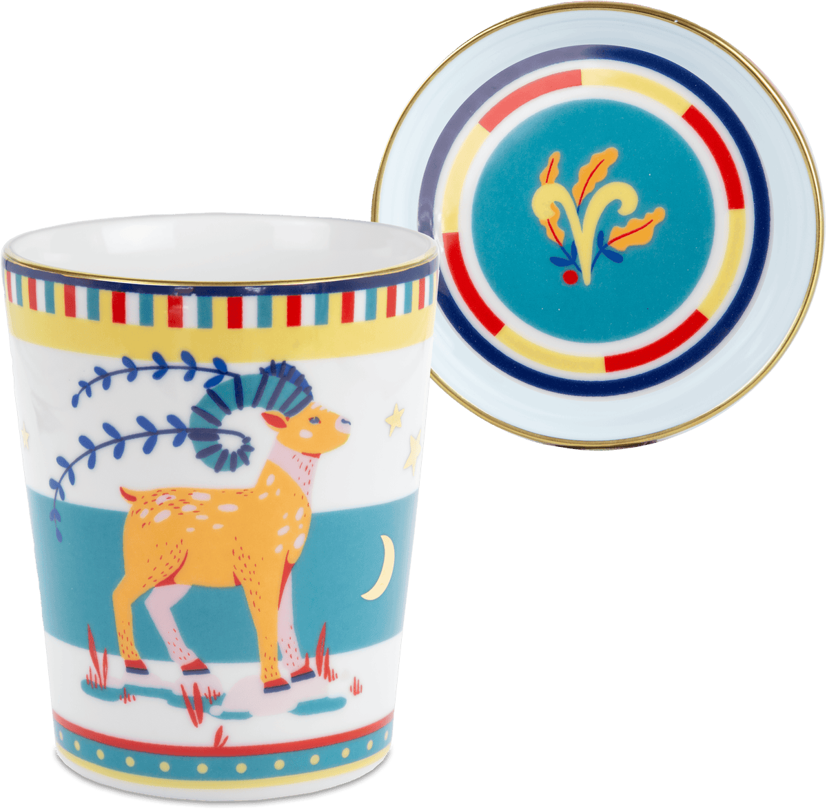 Cup with Lid/Saucer - Aries - Zodiac Vibe - Baci Milano