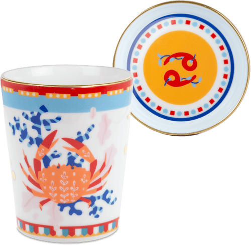 Cup with Lid/Saucer - Cancer - Zodiac Vibe - Baci Milano