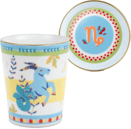 Cup with Lid/Saucer - Capricorn - Zodiac Vibe - Baci Milano