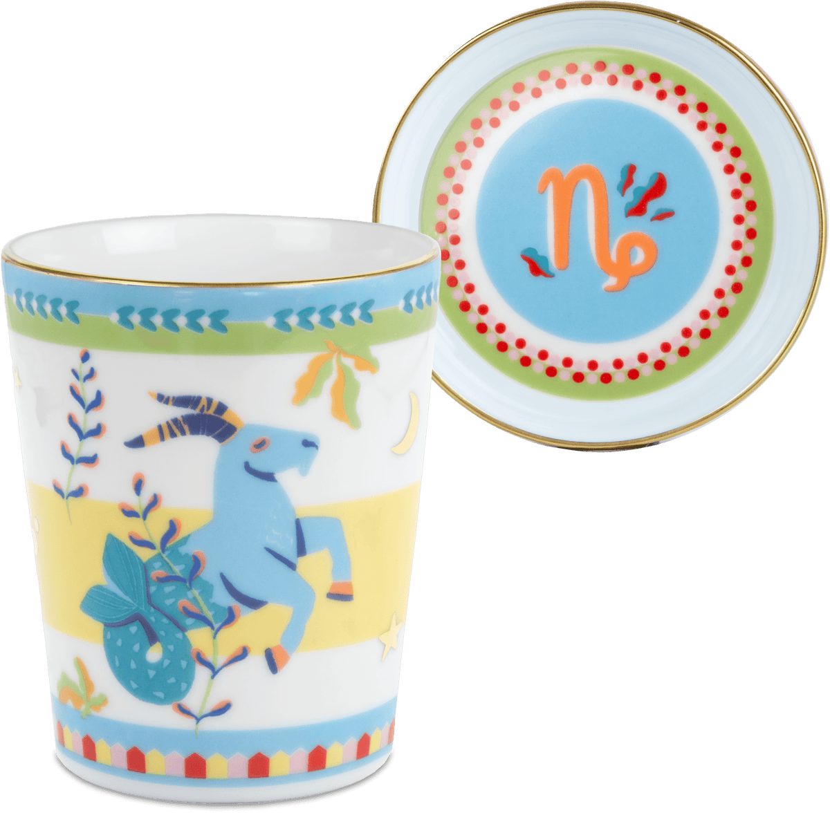 Cup with Lid/Saucer - Capricorn - Zodiac Vibe - Baci Milano